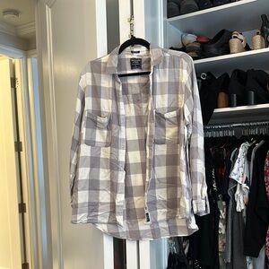 Abercrombie & Fitch Gray and White Button Down Shirt